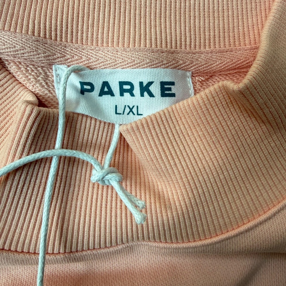 Parke Valentine's Day Varsity Mockneck sweatshirt pink "PARKE" small heart - Picture 2 of 7